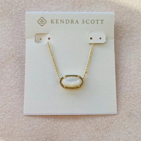 Kendra Scott Elisa Ivory Mother-of-Pearl Gold Necklace - Picture 3 of 3